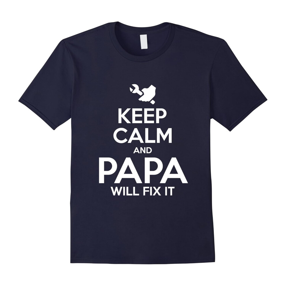 (M) Men's Funny T-Shirt For Grandpa. Keep Calm And Papa Will Fix It.-Father's Day