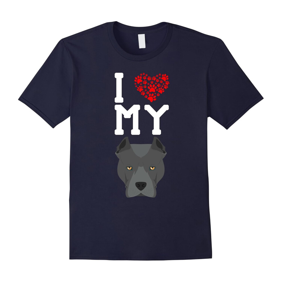 (XXL) I Love My Dog Staffordshire Pitbull Animal Lover T-Shirt-Father's Day