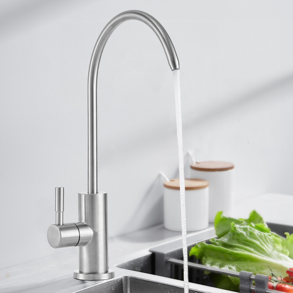 (Silver) Stainless Steel Brushed Kitchen Tap Kitchen Water Filter Faucet