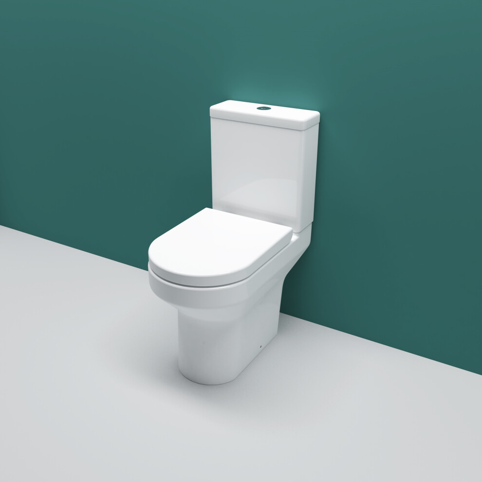 AICA Bathroom Rimless Close Coupled Modern Toilet Soft Close Seat Round WC