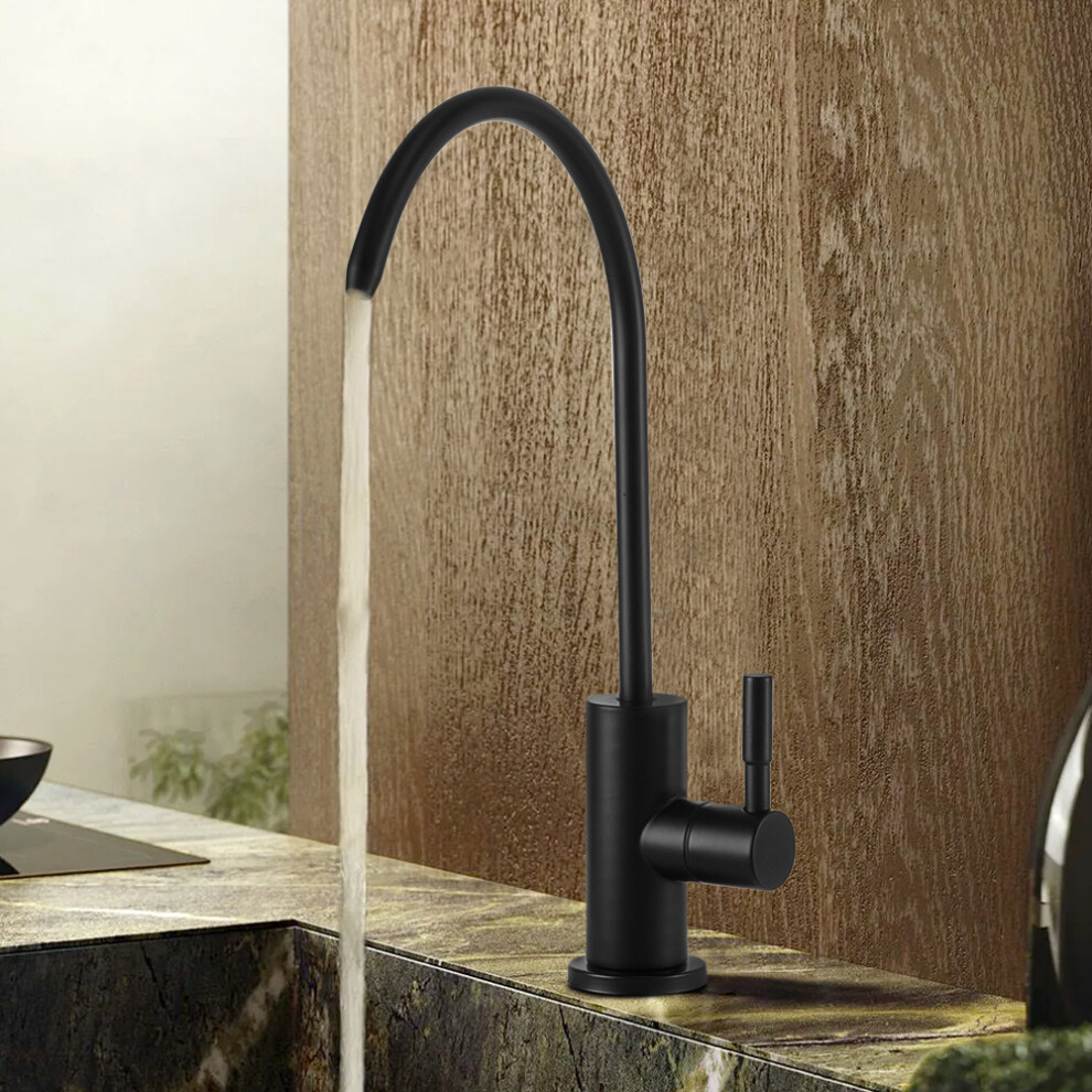 (Black) Stainless Steel Brushed Kitchen Tap Kitchen Water Filter Faucet
