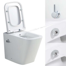 SR-Toil-103Bidet: Integrated Bidet Back-to-Wall Toilet with Square Pan, Power Flush, Soft-Close Seat, 16.3 in Comfort Height
