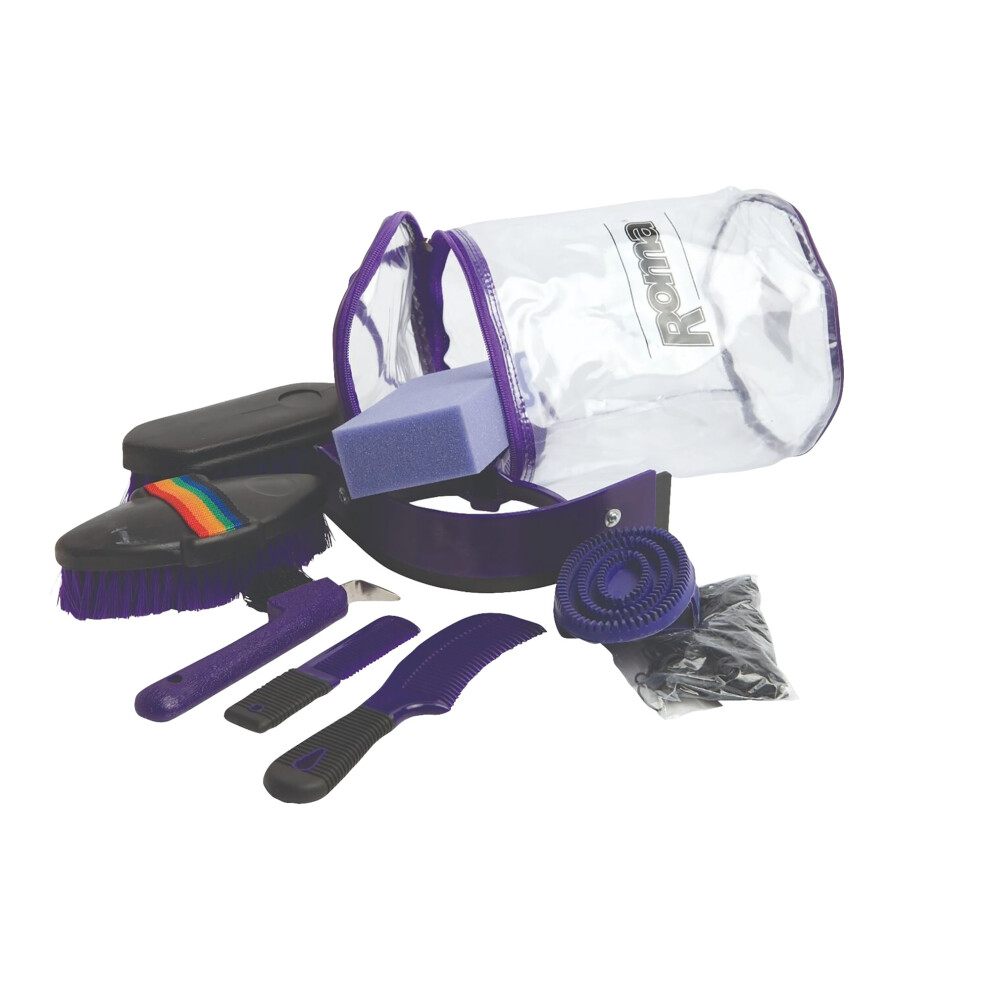 (One Size, Purple) Roma 9 Piece Cylinder Grooming Kit