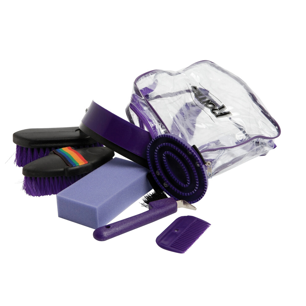 (One Size, Purple) Roma 7 Piece Backpack Grooming Kit