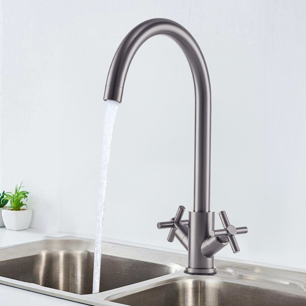 Grey G1/2 304 Stainless Steel Dual-Handle Kitchen Faucet Kitchen Tap