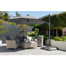 One Box Parasol 3m Round Led Cantilever With Water Filled Base - Grey
