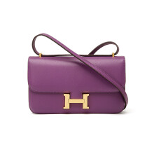 (Purple) 2024 H-buckle Kangkang bag European and American fashion 26cm palm print high-end small square bag single shoulder crossbody versatile women's bag