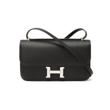 (Black) 2024 H-buckle Kangkang bag European and American fashion 26cm palm print high-end small square bag single shoulder crossbody versatile women's bag