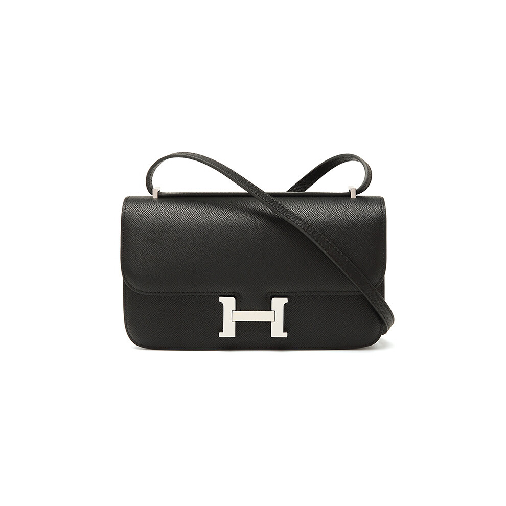 (Black) 2024 H-buckle Kangkang bag European and American fashion 26cm palm print high-end small square bag single shoulder crossbody versatile women's bag