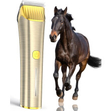 (Gold) Horse hair trimmer, low noise cordless horse hair trimming tool, suitable for horses with long, dense and tangled hair, easy to use