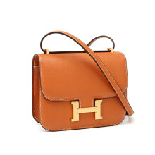 (Brown) 2024 H-buckle Kangkang bag European and American fashion 24cm palm print high-end small square bag single shoulder crossbody versatile women's bag