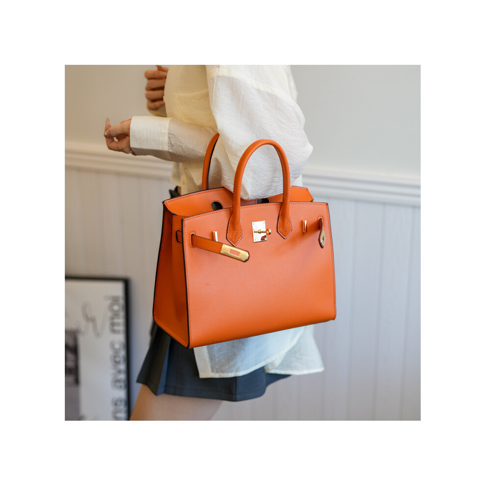 (Orange color) Platinum Bag 2024 New Tote Bag Simple and Versatile Fashion Handbag Women's Light Luxury Large Capacity Commuting Women's Bag