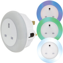 Plug Through Multi Coloured LED Night Light with Dusk to Dawn Sensor for Bedroom, 1pc