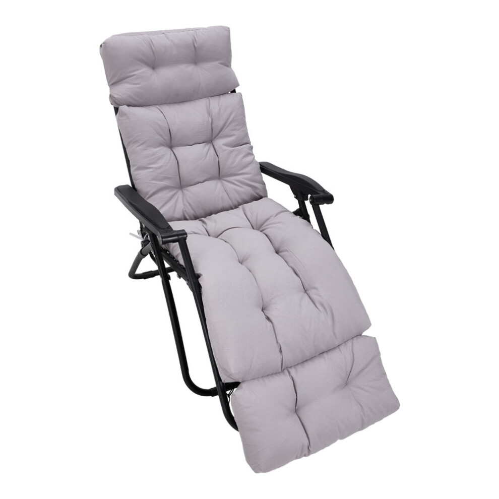 (Grey) Outdoor Thickened Lounger Cushion Rattan Chair Cushion with Straps&Pullover