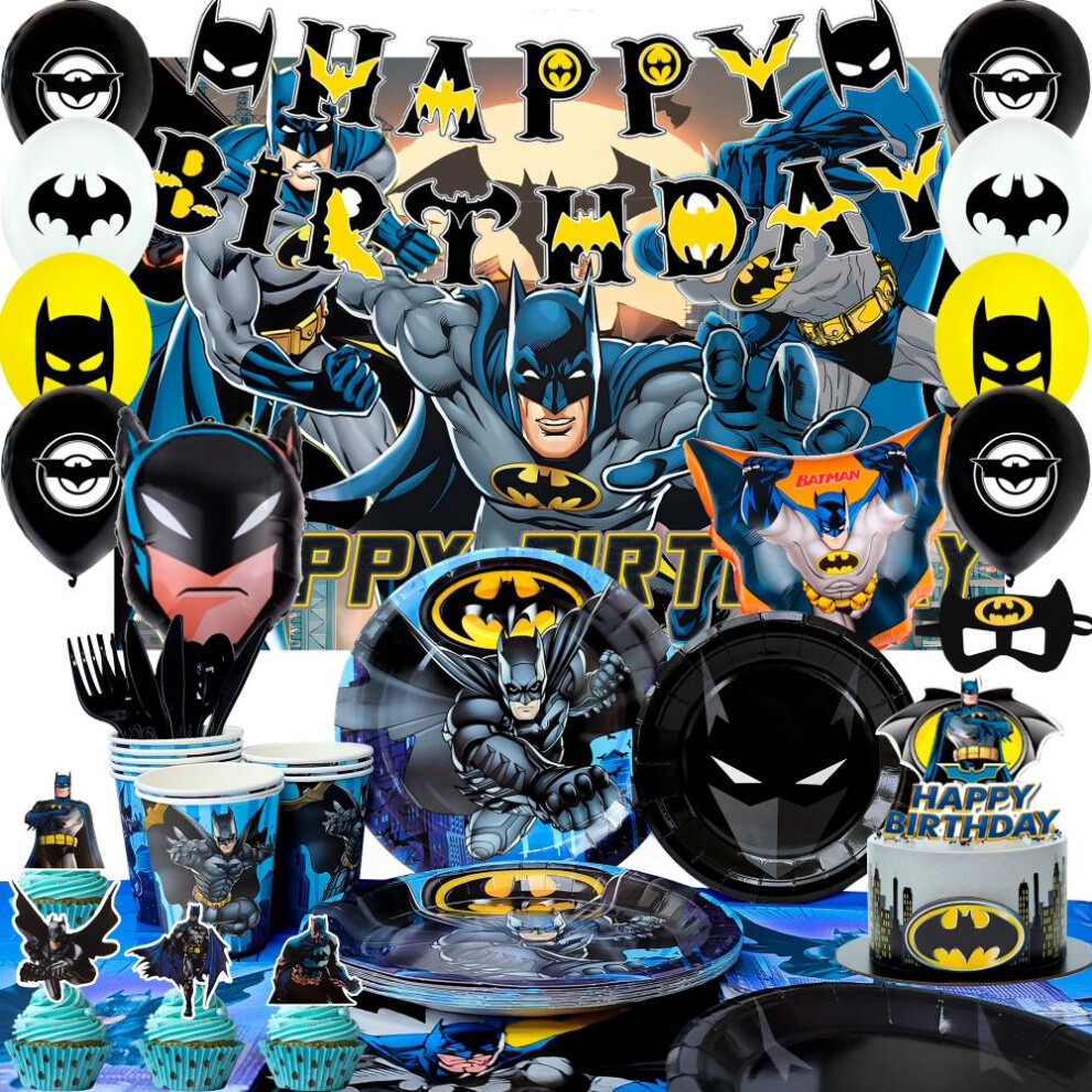 115pcs Batman Party Decorations-Batman Party Supplies,Batman Party Tableware,Batman Birthday Party Decorations