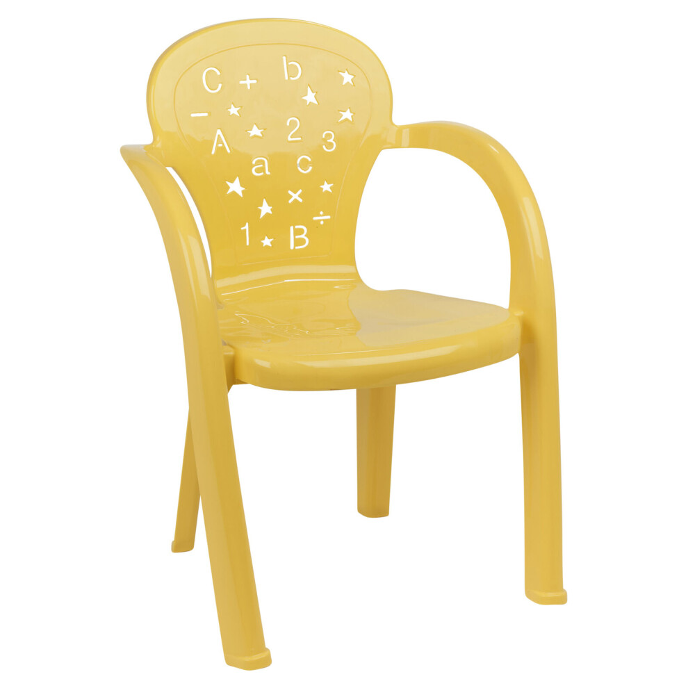 (1 Pc Yellow) Coloured Plastic Kids Chairs Stackable Nursery Indoor Outdoor Party Garden Play