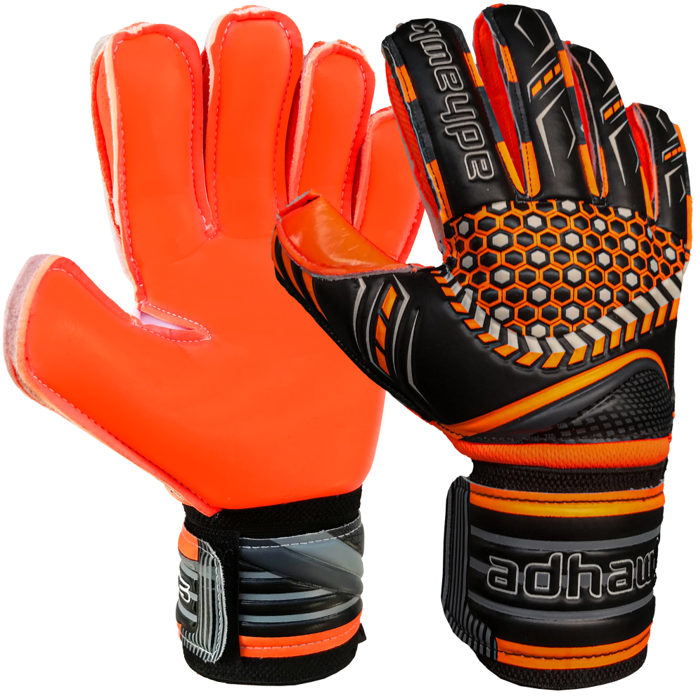 (Orange, 9 - Adult - M) Goalkeeper Gloves - Finger Spine Protection