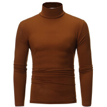 (coffee, XXL) Men Turtleneck Long Sleeve Shirts Solid Undershirt Lightweight Base Layers Thermal Underwear Sweater Pullover Tops 2025