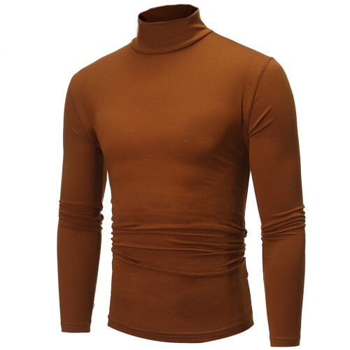(coffee, XXL) Men Turtleneck Long Sleeve Shirts Solid Undershirt Lightweight Base Layers Thermal Underwear Sweater Pullover Tops 2025 2