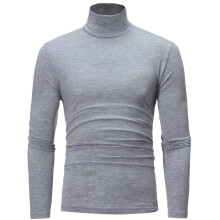(gray, L) Men Turtleneck Long Sleeve Shirts Solid Undershirt Lightweight Base Layers Thermal Underwear Sweater Pullover Tops 2025