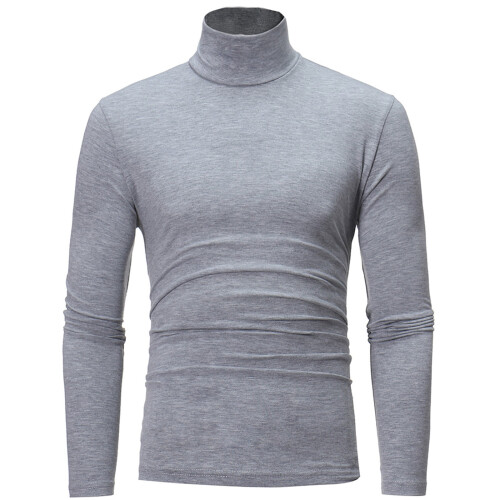 (gray, L) Men Turtleneck Long Sleeve Shirts Solid Undershirt Lightweight Base Layers Thermal Underwear Sweater Pullover Tops 2025