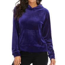 (purple, M) Women's Velvet Sweatshirt Hoodie Velvet Long Sleeve Shirt Hoodie Jacket