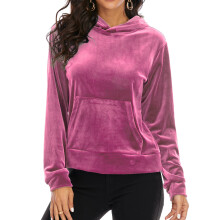 (red, L) Women's Velvet Sweatshirt Hoodie Velvet Long Sleeve Shirt Hoodie Jacket