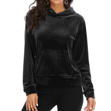 (purple, S) Women's Velvet Sweatshirt Hoodie Velvet Long Sleeve Shirt Hoodie Jacket