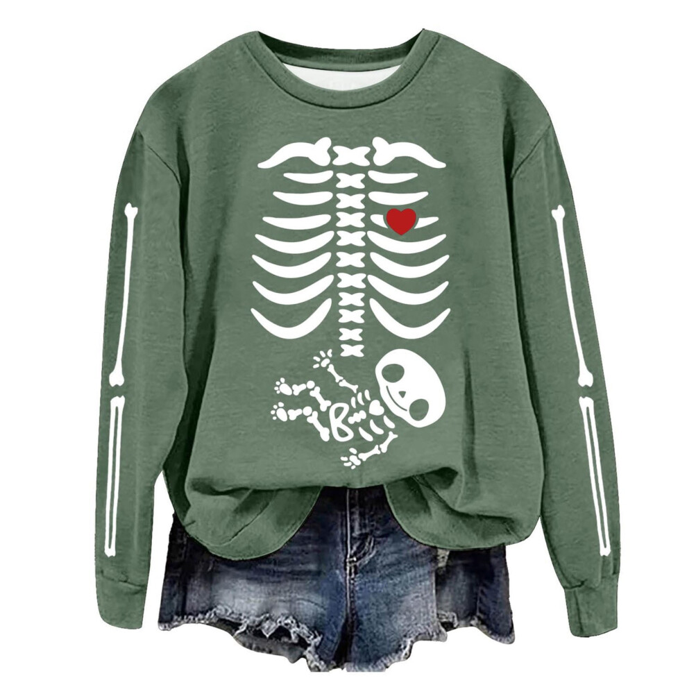 (darkgray, L) V Neck Sweaters for Women Winter Women's Autumn and Winter Fashion Print Hoodless Round Neck Long Sleeve Thin Pullover Top-image-OPC-PFHHZBQ-NEW