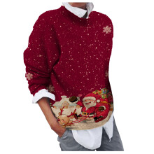 (red, XL) Women's Christmas Sweater Fashion Cozy Fluffy Sweater Slim Snowflake Print Oversized Plush Knit Pullover Sweater