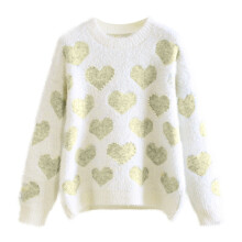 (a, XXL) Oversized Sweaters for Women Women's Autumn&Spring Vintages Day Love Pattern Knit Sweater Soft And Smooth Beautiful Sweater