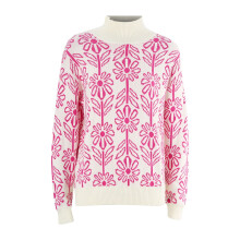 (red, S) Womens Sweaters Pullover with Zipper Women's Autumn And Winter Comfortable Casual Turtleneck Flower Sweater Large Size Sweater