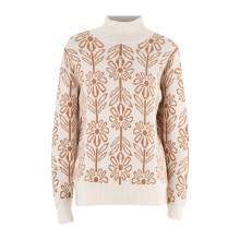 (khaki, M) Womens Sweaters Pullover with Zipper Women's Autumn And Winter Comfortable Casual Turtleneck Flower Sweater Large Size Sweater