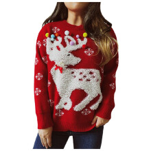 (b, M) Winter Women's Christmas Sweater 2025 Sweater Slim Red Wine Glass Pattern Cardigan Collar Pleated Long Sleeve Shirt Fashion Top