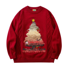 (a, M) Winter Women's Christmas Sweater 2025 Sweater Slim Red Wine Glass Pattern Cardigan Collar Pleated Long Sleeve Shirt Fashion Top