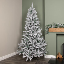 7ft Snow Flocked Artificial Christmas Tree with Green Metal Stand and 655 Tips