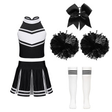 (ared, 14) Girl Cheerleading Dance Dress Complete Outfit Cheer Leader Uniform Halloween Costume Cosplay Party Dancewear A White&Black 6