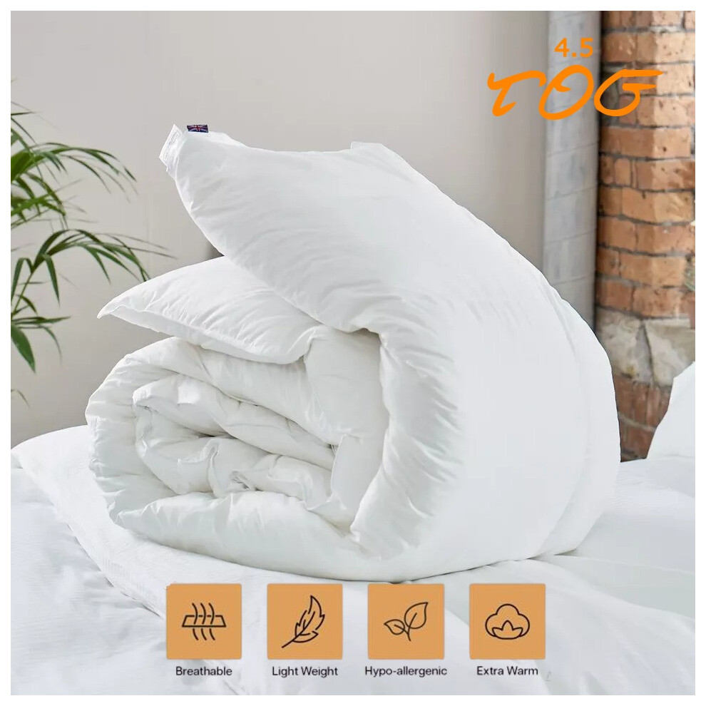 (4.5 Tog, Single) Winter Duvets & Quilts Tog Soft Warm Comfortable Anti-Allergy Single Double King All UK Sizes