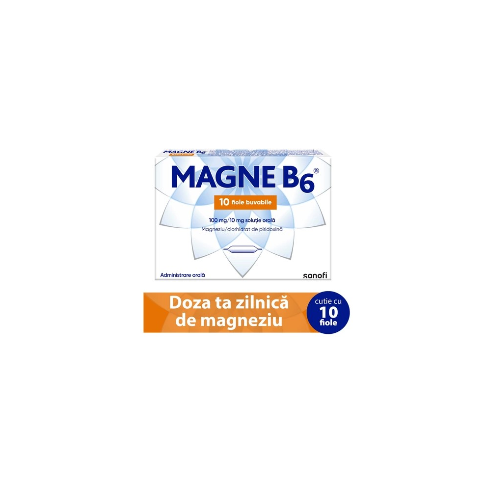 Magne B6, 100 mg/10 mg, 10 ampoules for  magnesium deficiency.