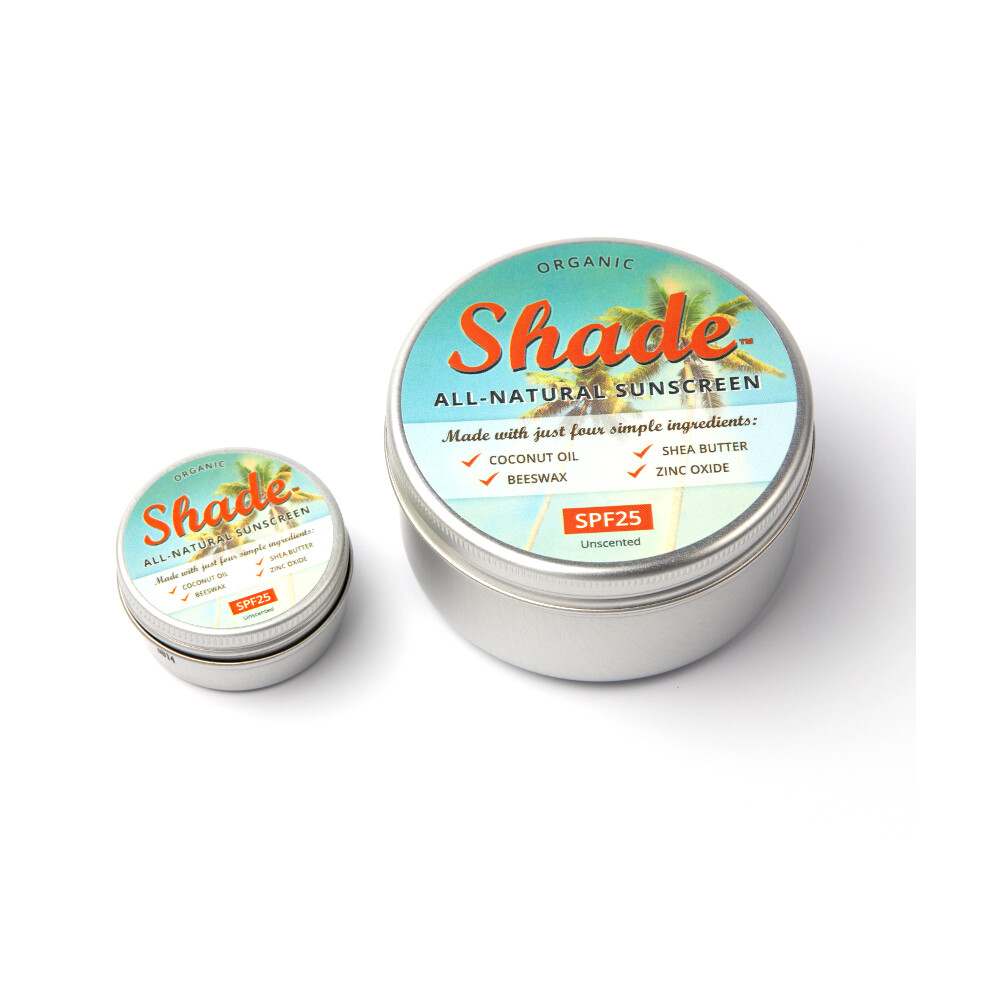 (Duo Pack) Shade All-Natural Sunscreen SPF25 | 72% Organic | Mineral | Unscented | Broad Spectrum | Plastic-Free