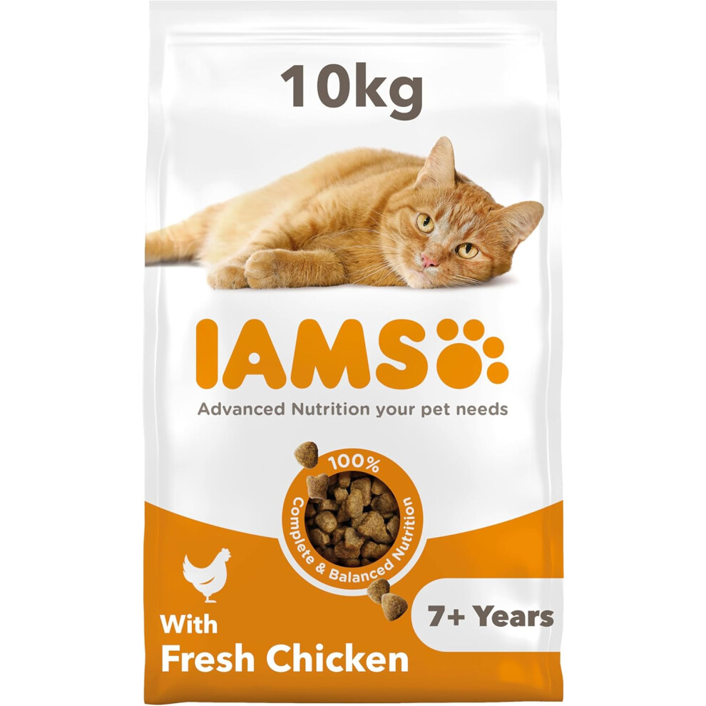 (IAMS Complete Dry Cat Food for Senior 7+ Cats with Chicken 10 kg) IAMS Complete Dry Cat Food for Senior 7+ Cats with Chicken 3 kg