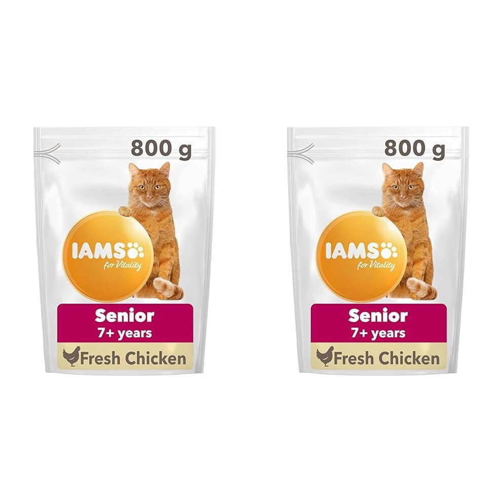 (IAMS Complete Dry Cat Food for Senior 7+ Cats with Chicken 800 g (Pack of 2)) IAMS Complete Dry Cat Food for Senior 7+ Cats with Chicken 3 kg