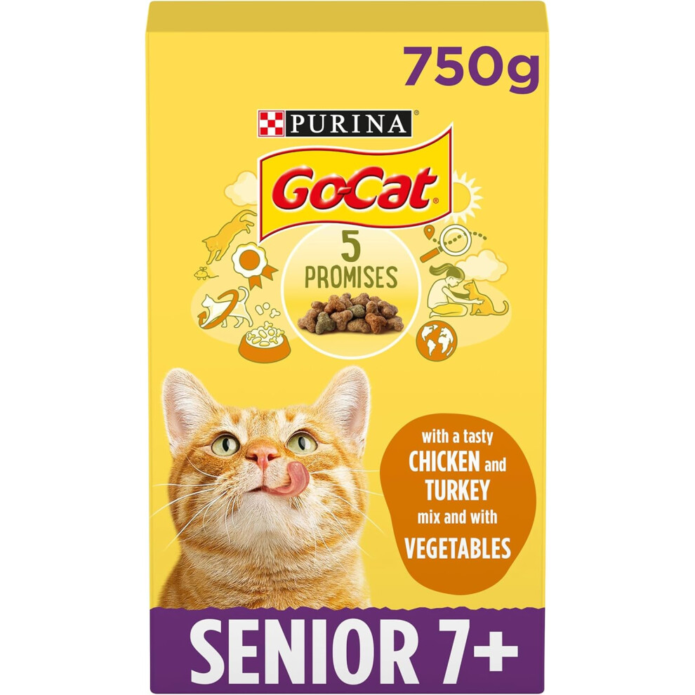 (Go-Cat Senior Chicken & Veg Dry Cat Food 750g, Pack of 5) Go-Cat Senior Chicken & Veg Dry Cat Food 2kg, Pack of 4