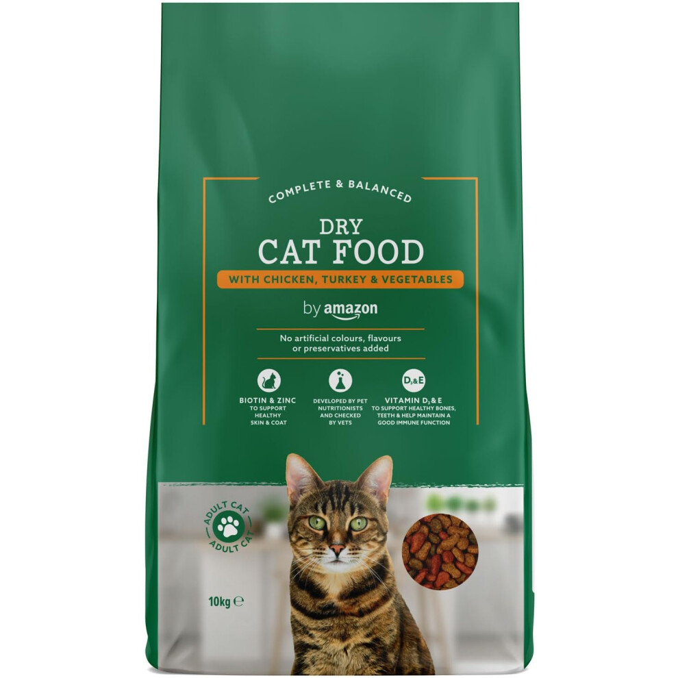 (by Amazon - Complete Dry Cat Food with Chicken, Turkey and Vegetables, 1 pack of 10kg) by Amazon - Complete Dry Cat Food with Chicken, Turkey and Veg