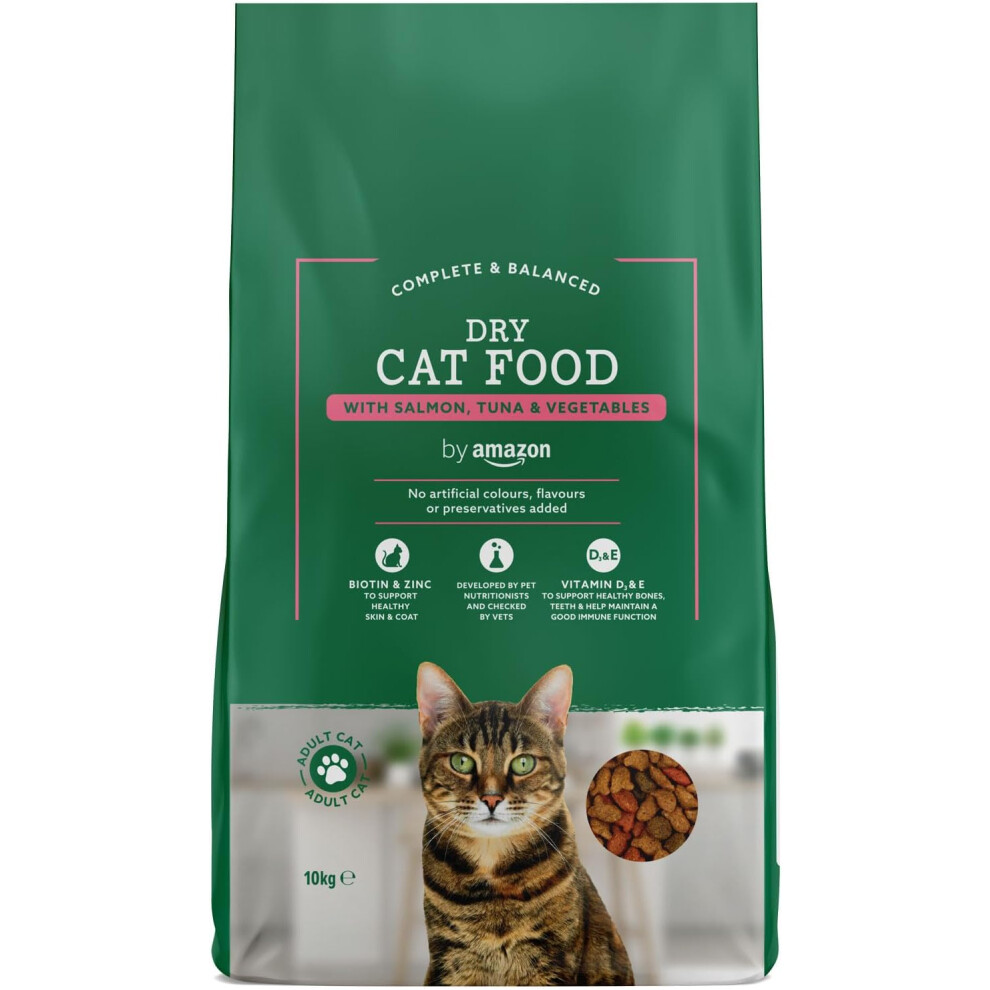 (by Amazon - Complete Dry Cat Food with Salmon, Tuna and Vegetables, 1 pack of 10kg) by Amazon - Complete Dry Cat Food with Chicken, Turkey and Vegeta