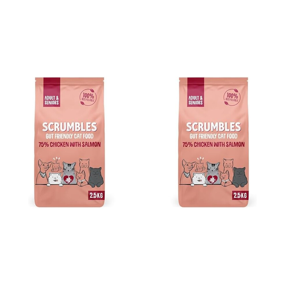 (Scrumbles All Natural Dry Cat Food With Chicken and Fresh Salmon, High Protein Food for Adults And Seniors, 2.5 Kg,pink ) Scrumbles All Natural Dry C