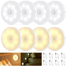 (8) Indoor Motion Sensor Light, Rechargeable Dimmable Night Light Warm White/Cool White, Magnetic Sticks to Wall, USB-C Charging Stair Light, Automatic