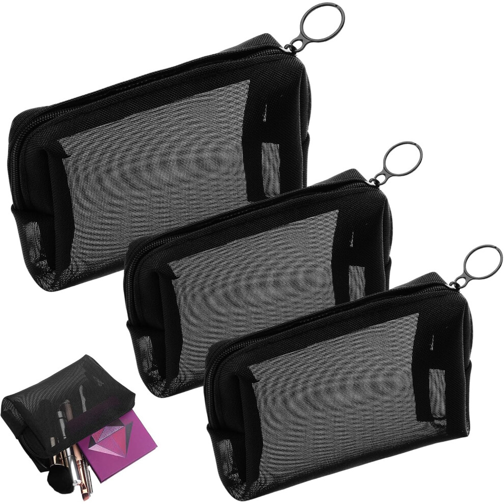 3PCS Mesh Zipper Pouch Set | Tiny Cosmetic Bags with Zippers