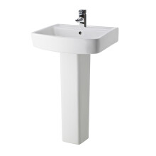 Square 1 Tap Hole Basin & Full Pedestal - 520mm