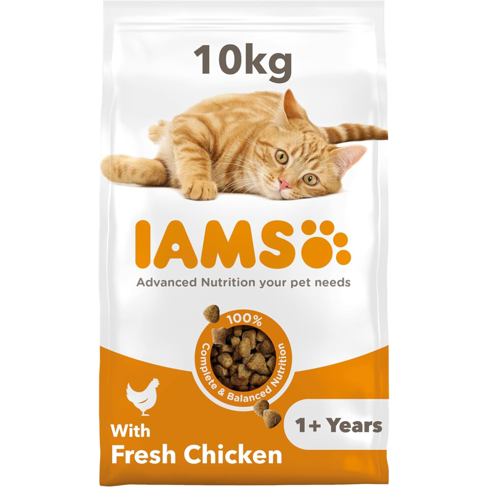 (Chicken, 10 kg (Pack of 1)) IAMS Complete Dry Cat Food for Adult